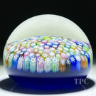 Perthshire Miniature Glass Art Paperweight Colorful Closepack Millefiori on Blue