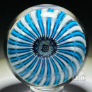 Antique Clichy Miniature Glass Paperweight Close Concentric Complex Millefiori with Blue & White Staves