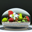 Gordon Smith 1995 Glass Art Paperweight Flamework Strawberries on Upset Straw Ground