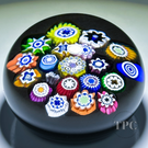 Peter McDougall Miniature Glass Art Paperweight PCA 2005 Closepack Millefiori on Black