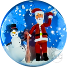 Clinton Smith 2024 Glass Art Marble  Double Sided Flamework Santa on Christmas Eve vs Vacation