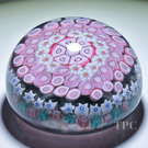 Rare Antique Grenelle Glass Art Paperweight Concentric Complex Millefiori with Hidden Roses