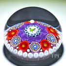 Miniature Michael Hunter Twists Studio 2024 Glass Art Paperweight Concentric Millefiori with Gouldian Finch Murrine