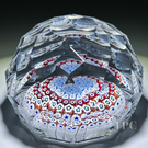 Whitefriars Fancy Faceted Glass Art Paperweight with Colorful Concentric Millefiori