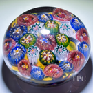 Antique Thuringian Glass Art Paperweight Concentric Complex Millefiori On Colorful Frit