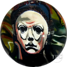 Stephen Boehme 2024 Glass Art Marble w/ Figural Murrine Michael Myers Halloween Theme