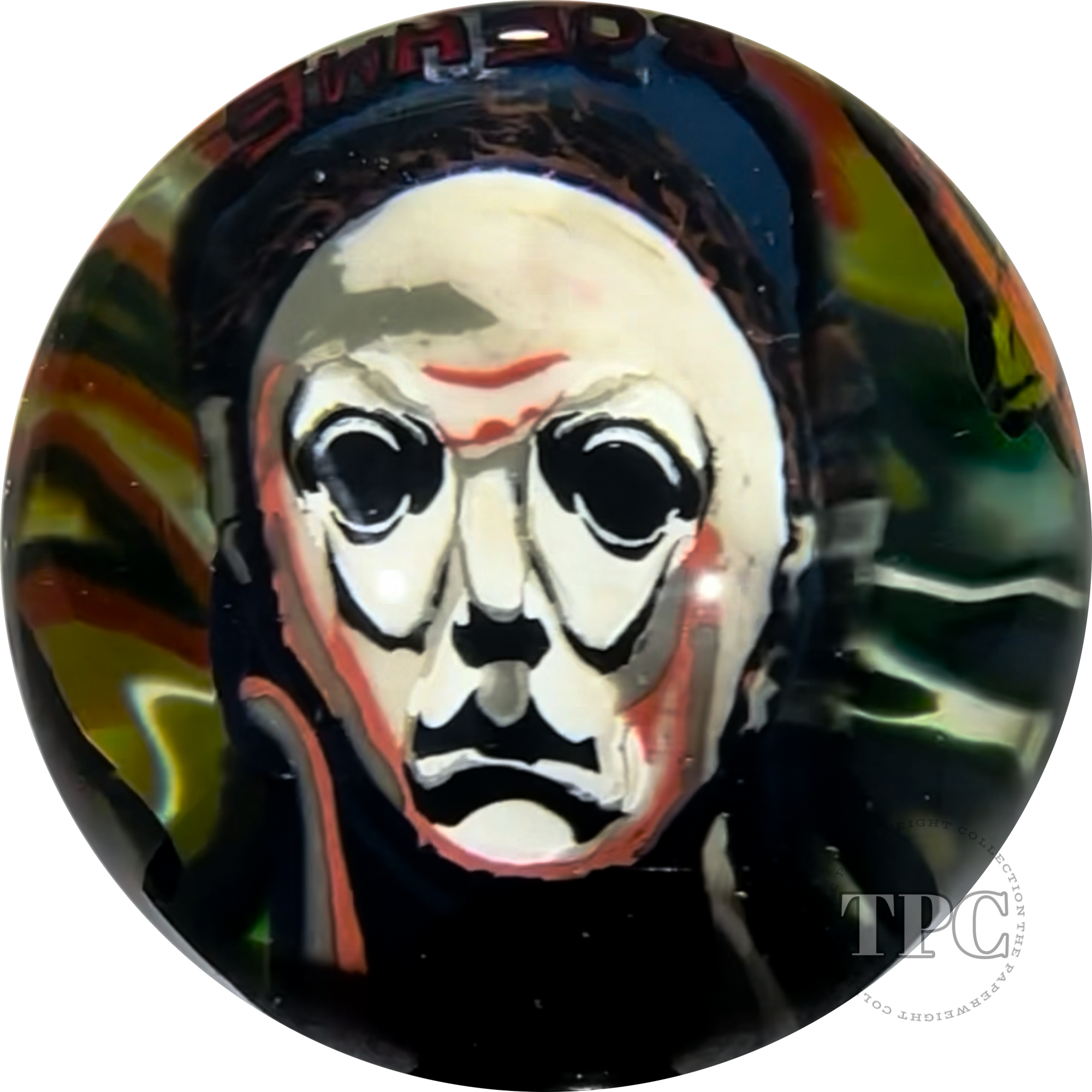 Stephen Boehme 2024 Glass Art Marble w/ Figural Murrine Michael Myers Halloween Theme