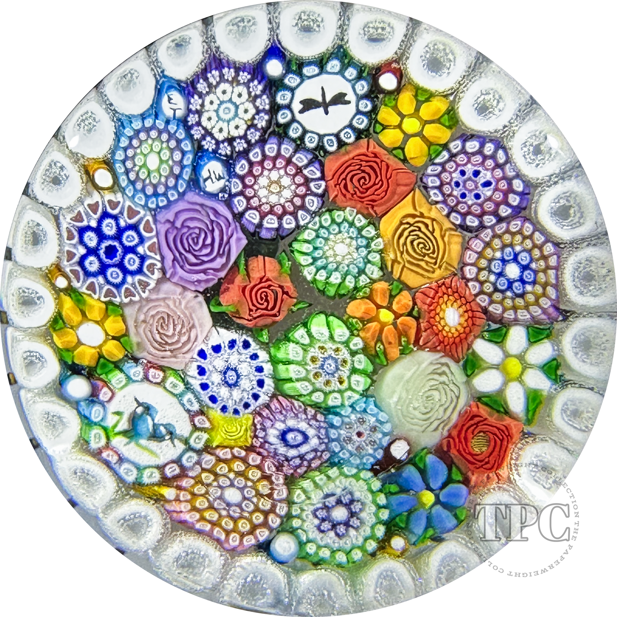 Miniature Michael Hunter Twists Studio 2024 Glass Art Paperweight Millefiori Closepack with Picture Murrine & Rose Canes