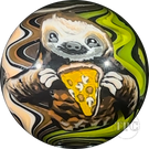 Stephen Boehme 2024 Glass Art Marble Figural Murrine Pizza Sloth with Colorful Wig-wag