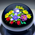 Ken Rosenfeld 2024 Glass Art Paperweight Large Flamework Flower & Berry Bouquet