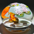 Gordon Smith 1999 Compound Glass Art Paperweight Flamework Koi in Lilly Pond