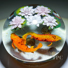 Gordon Smith 1999 Compound Glass Art Paperweight Flamework Koi in Lilly Pond