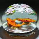 Gordon Smith 1999 Compound Glass Art Paperweight Flamework Koi in Lilly Pond