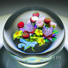 Ken Rosenfeld 2023 Glass Art Paperweight Large Flamework Flower Bouquet Tied with Blue Ribbon