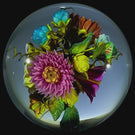 David Graeber 2024 Glass Art Paperweight Orb All Over 360° Flamework Strawflowers & Roses