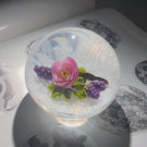 David & Jon Trabucco 1997 Glass Art Paperweight Flamework China Rose with Blackberries