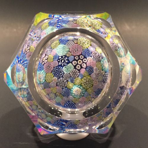 Vintage Whitefriars Art Glass Paperweight Faceted complex Millefiori Closepack