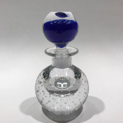 Vintage Pressed Crystal Glass Ink Bottle with Ground Glass Stopper