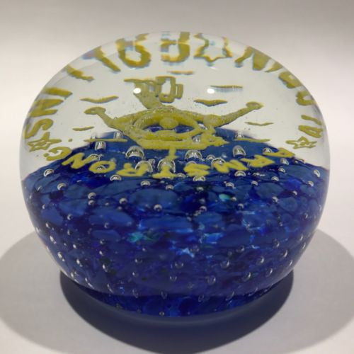 Gentile Glass W. Virginia Co. Miraflores Blue 3.5 hot inch Paperweight