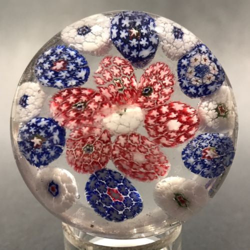 Antique Bohemian Art Glass Paperweight Concentric Complex Millefiori