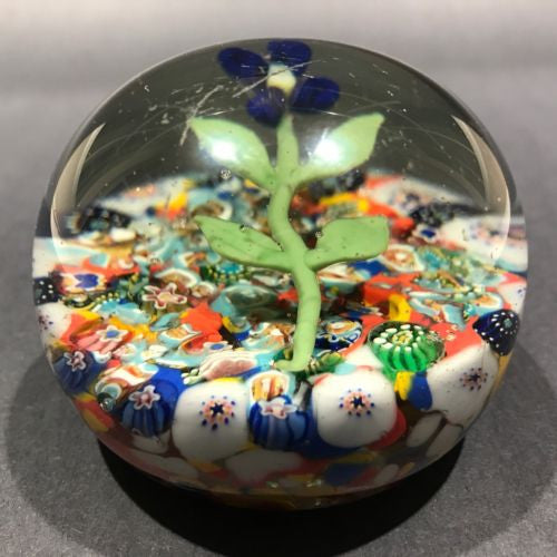 Vintage Millefiori Scrambled Cane Flowers Glass offers Paperweight