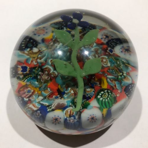 Vintage Millefiori Scrambled Cane Flowers Glass offers Paperweight