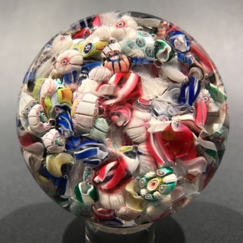 Antique New England Glass Co. NEGC Millefiori Scramble Art Glass Paperweight