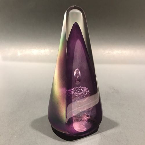 1980 Stuart Abelman Perfume Bottle & Dauber Iridescent Art Glass Signed 10” top H