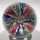 Antique Millville Footed Art Glass Paperweight Tricolor Paneled Umbrella