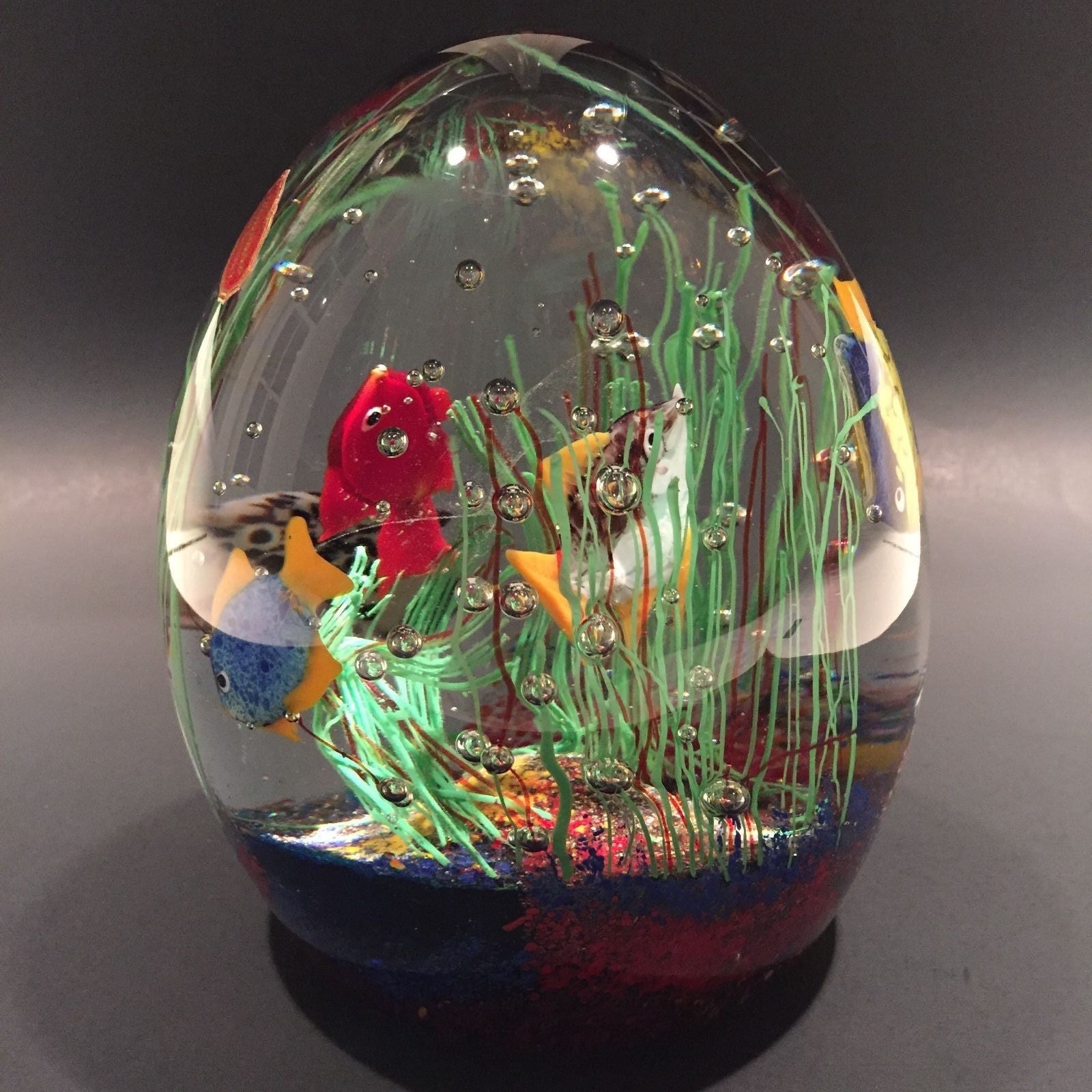 Vintage Murano Large Art Glass Fish Tank popular Aquarium Paperweight Millefiori Flowers