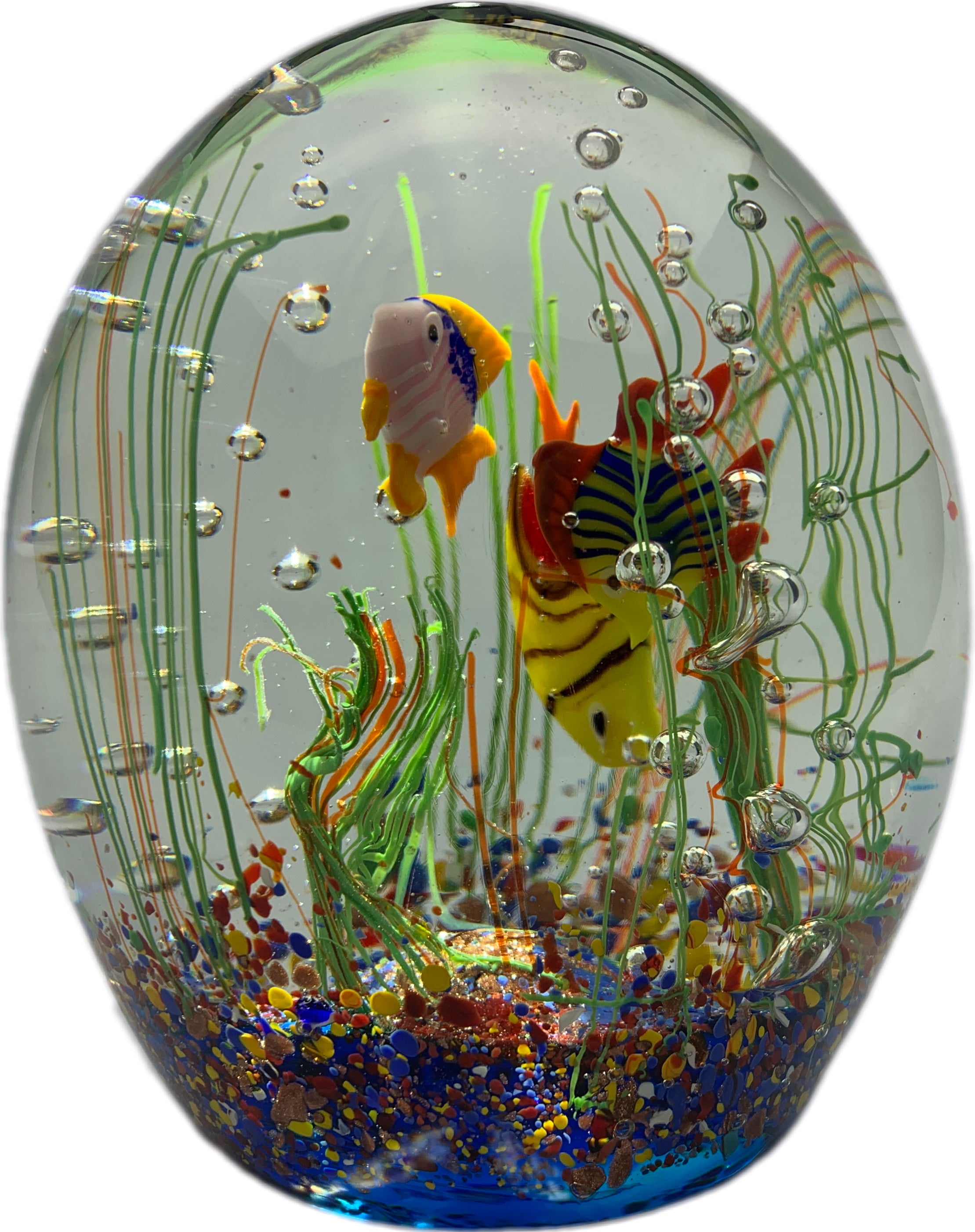 Huge Vintage Murano Art Glass Paperweight Tropical Fish Aquarium Sculp