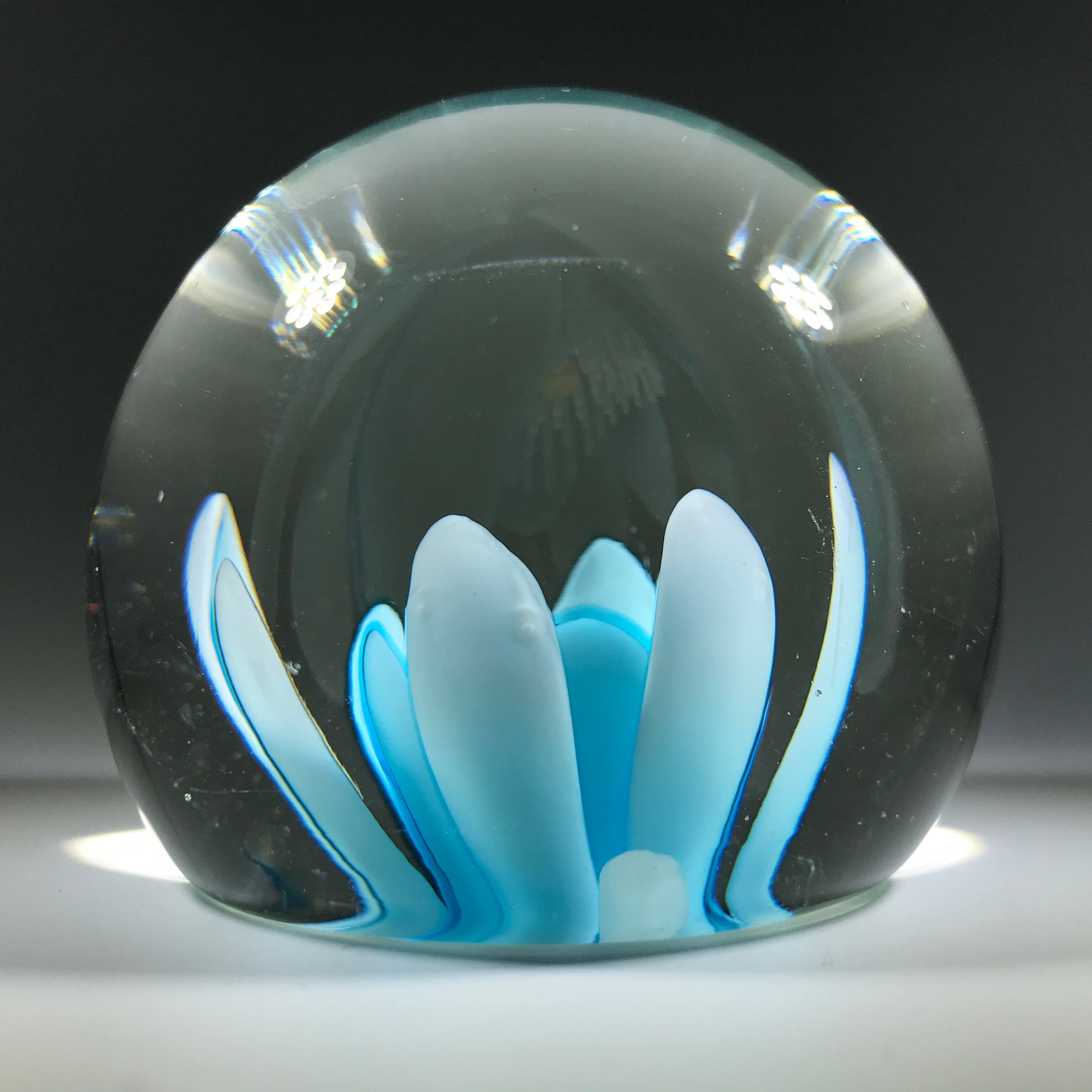 Vintage Murano Style Blue Trumpet Flower Confetti Large 2024 Paperweight Weighs 4lbs