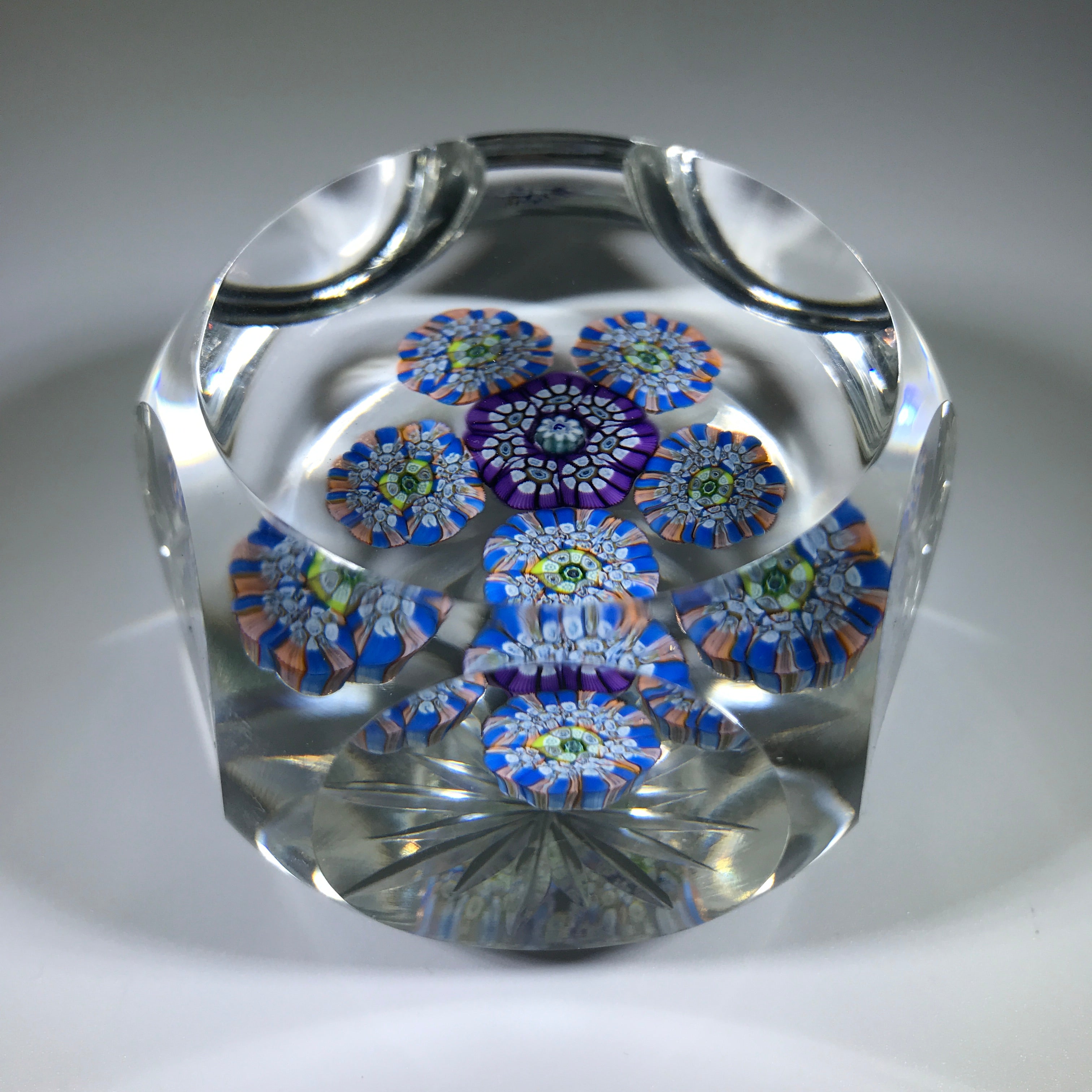Vintage Perthshire Faceted Art Glass Paperweight Patterned Complex Mil
