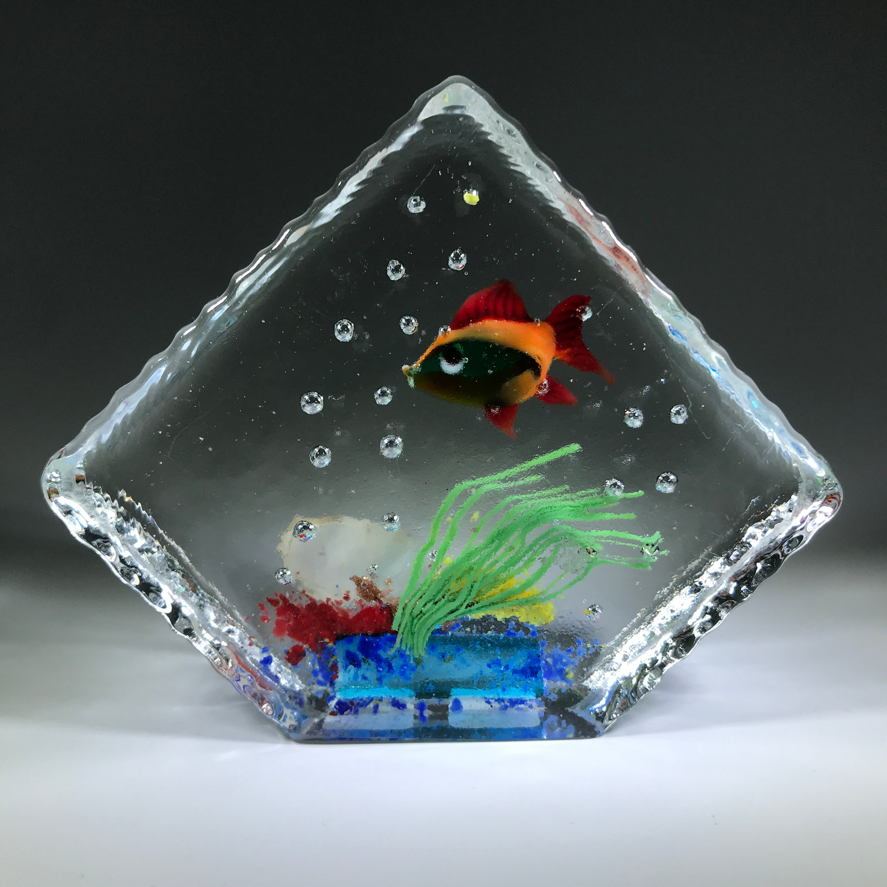 Huge Vintage Murano Art Glass Paperweight Tropical Fish Aquarium Sculp