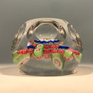 Antique Clichy Faceted Art Glass Paperweight Concentric Millefiori with Rose Cane