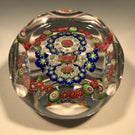 Antique Clichy Faceted Art Glass Paperweight Concentric Millefiori with Rose Cane