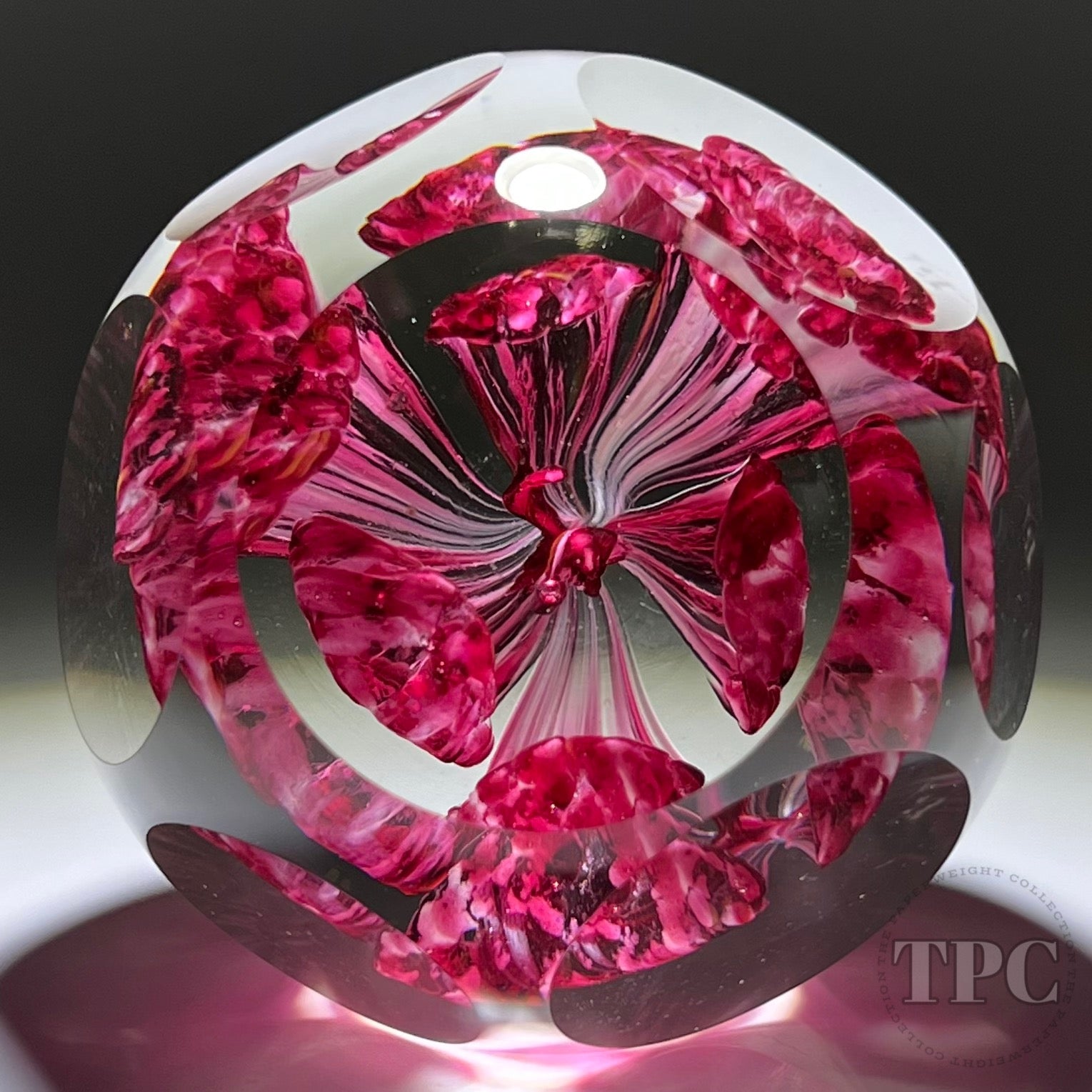 Langham England Glass Pink cheapest and White Paperweight