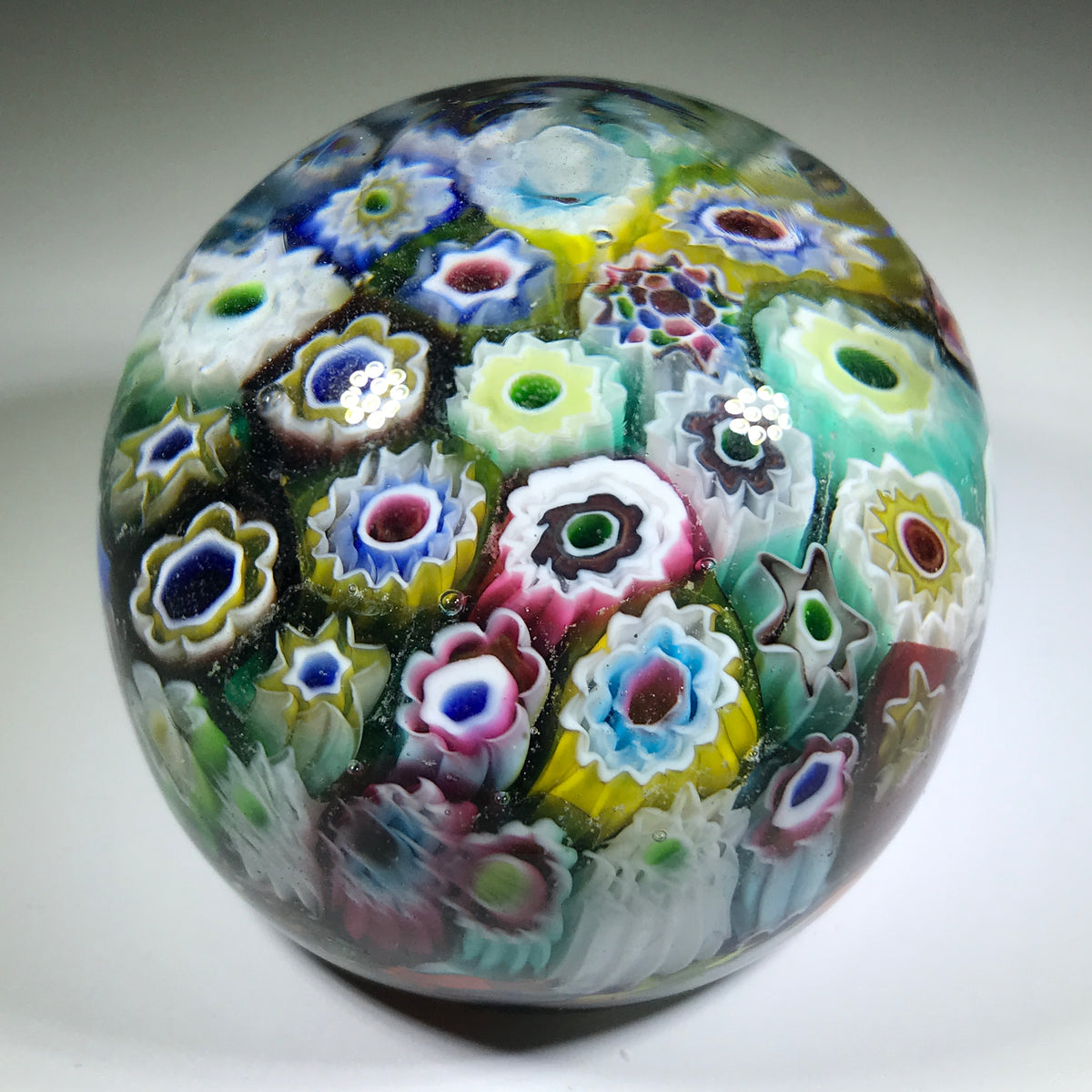 Vintage Murano Art Glass Paperweight Complex Closepack Millefiori (Bru