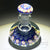 Vintage Vasart Glass Art Paperweight Style Bottle with Radial Ribbon Twists and Millefiori on Opaque Blue Ground