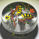 Antique Czech or Bohemian Swallowtail Glass Art Paperweight Composed of Short Colored Filigree and Aventurine