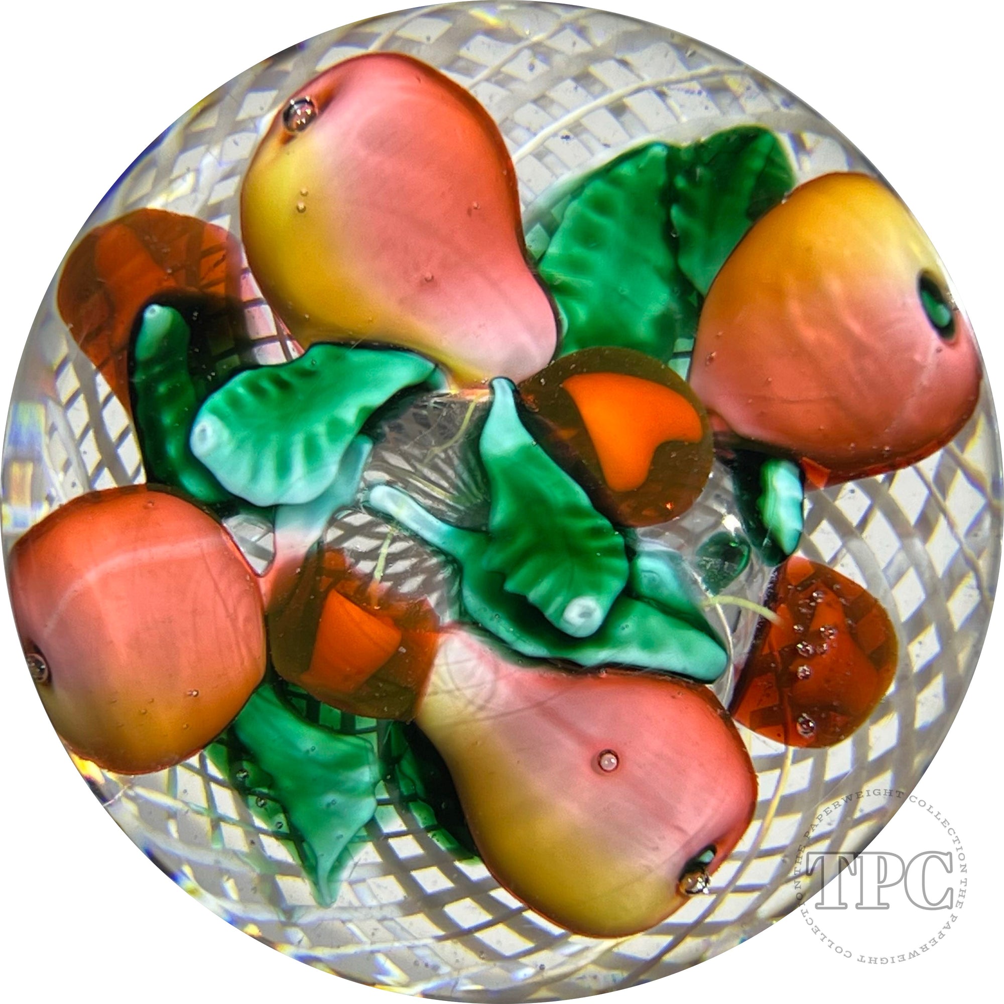 Antique New England Glass Co. NEGC Glass Art Paperweight Lampwork Basket of Fruit