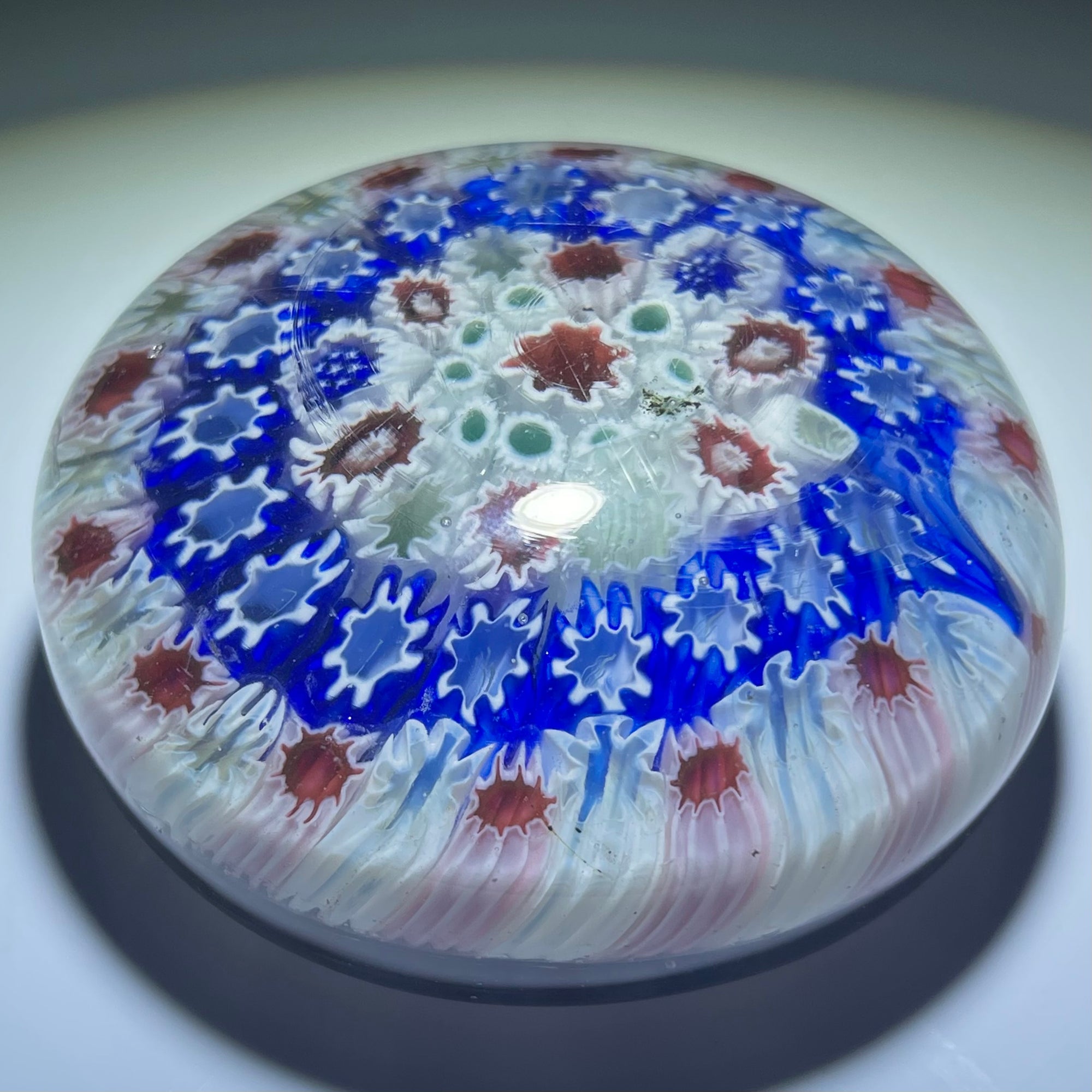 Rare Antique Gillinder Concentric Millefiori Glass Art Paperweight